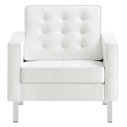 Modway EEI-4101 Loft Tufted Vegan Leather Armchairs Set of 2 Modway