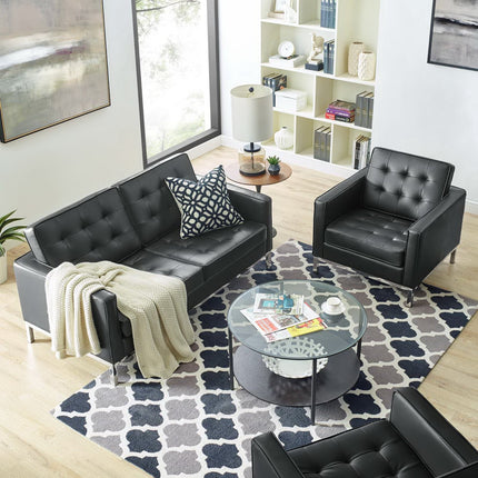 Modway EEI-4102 Loft Tufted Upholstered Faux Leather Loveseat and Armchair Set Modway