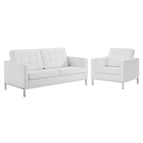 Silver White / Upholstered Faux Leather