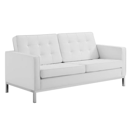 Modway EEI-4102 Loft Tufted Upholstered Faux Leather Loveseat and Armchair Set Modway
