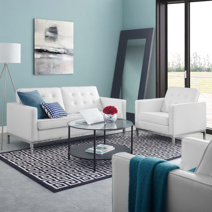 Modway EEI-4102 Loft Tufted Upholstered Faux Leather Loveseat and Armchair Set Modway