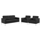 Silver Black / Upholstered Faux Leather