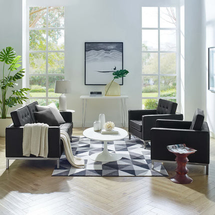 Modway EEI-4103 Loft 3 Piece Tufted Upholstered Faux Leather Set Modway