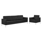 Silver Black / Upholstered Faux Leather