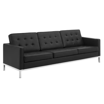 Modway EEI-4104 Loft Tufted Upholstered Faux Leather Sofa and Armchair Set Modway