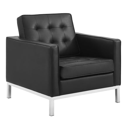 Modway EEI-4104 Loft Tufted Upholstered Faux Leather Sofa and Armchair Set Modway