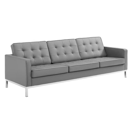 Modway EEI-4104 Loft Tufted Upholstered Faux Leather Sofa and Armchair Set Modway