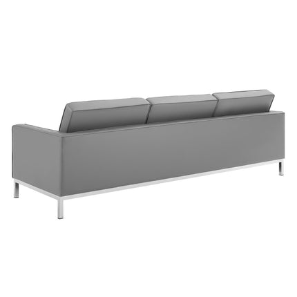 Modway EEI-4104 Loft Tufted Upholstered Faux Leather Sofa and Armchair Set Modway