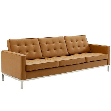 Modway EEI-4104 Loft Tufted Upholstered Faux Leather Sofa and Armchair Set Modway