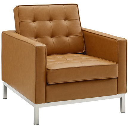 Modway EEI-4104 Loft Tufted Upholstered Faux Leather Sofa and Armchair Set Modway