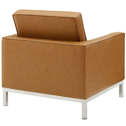 Modway EEI-4104 Loft Tufted Upholstered Faux Leather Sofa and Armchair Set Modway