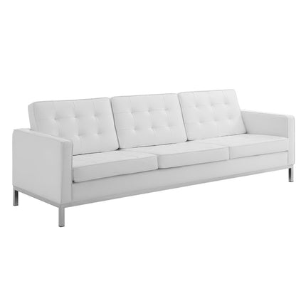 Modway EEI-4104 Loft Tufted Upholstered Faux Leather Sofa and Armchair Set Modway