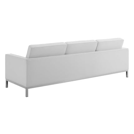 Modway EEI-4104 Loft Tufted Upholstered Faux Leather Sofa and Armchair Set Modway