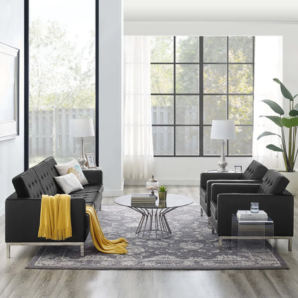 Modway EEI-4105 Loft 3-Piece Tufted Vegan Leather Furniture Set Modway