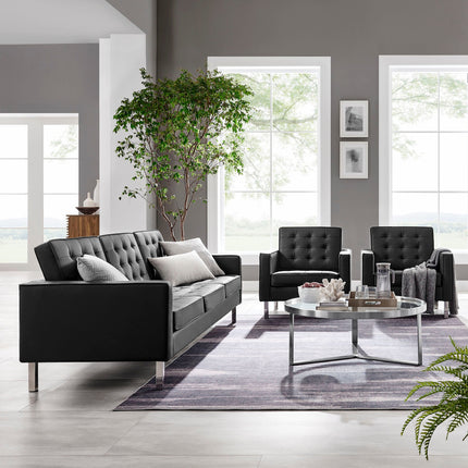 Modway EEI-4105 Loft 3-Piece Tufted Vegan Leather Furniture Set Modway