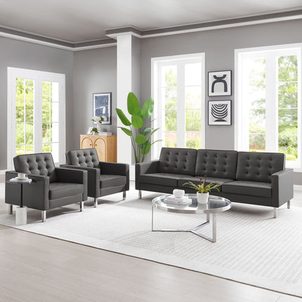 Modway EEI-4105 Loft 3-Piece Tufted Vegan Leather Furniture Set Modway