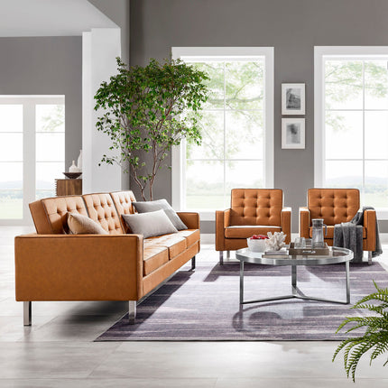Modway EEI-4105 Loft 3-Piece Tufted Vegan Leather Furniture Set Modway