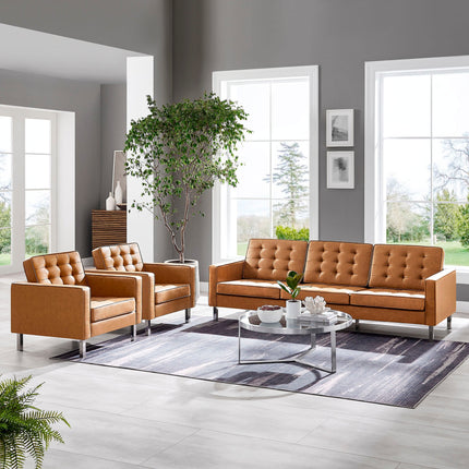 Modway EEI-4105 Loft 3-Piece Tufted Vegan Leather Furniture Set Modway