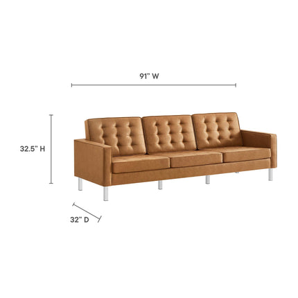Modway EEI-4105 Loft 3-Piece Tufted Vegan Leather Furniture Set Modway