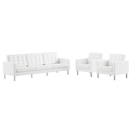 Modway EEI-4105 Loft 3-Piece Tufted Vegan Leather Furniture Set Modway