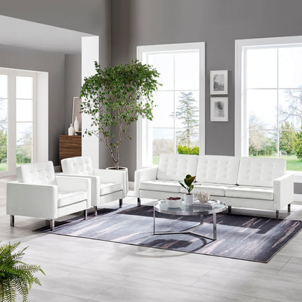 Modway EEI-4105 Loft 3-Piece Tufted Vegan Leather Furniture Set Modway