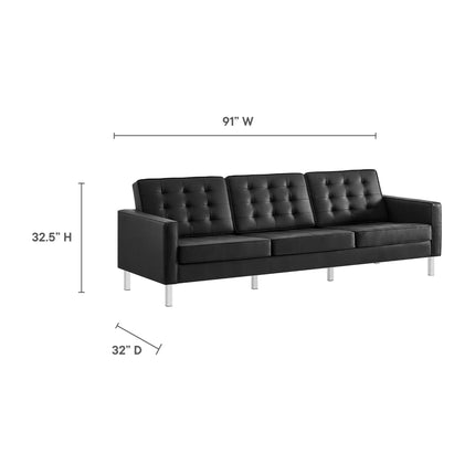 Modway EEI-4106 Loft 2-Piece Tufted Vegan Leather Furniture Set Modway