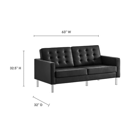 Modway EEI-4106 Loft 2-Piece Tufted Vegan Leather Furniture Set Modway
