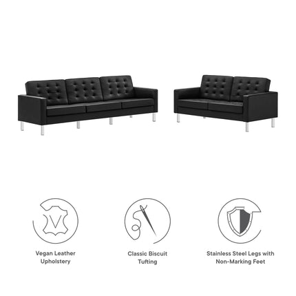 Modway EEI-4106 Loft 2-Piece Tufted Vegan Leather Furniture Set Modway
