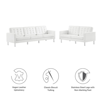 Modway EEI-4106 Loft 2-Piece Tufted Vegan Leather Furniture Set Modway