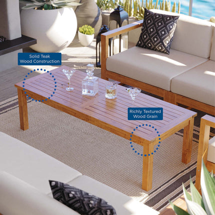 Modway EEI-4122 Upland Outdoor Patio Teak Wood Coffee Table Modway
