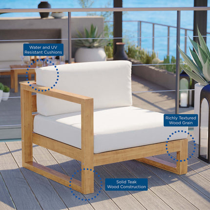 Modway EEI-4124 Upland Outdoor Patio Teak Wood Left-Arm Chair Modway