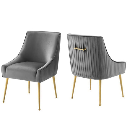Modway EEI-4149 Discern Pleated Back Upholstered Performance Velvet Dining Chair Set of 2 Modway
