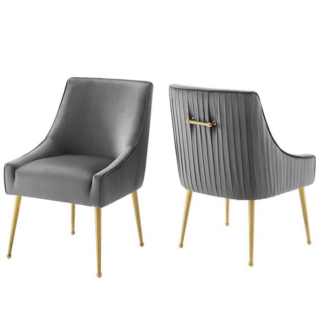 Modway EEI-4149 Discern Pleated Back Upholstered Performance Velvet Dining Chair Set of 2 Modway