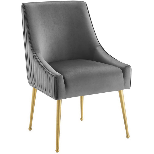 Modway EEI-4149 Discern Pleated Back Upholstered Performance Velvet Dining Chair Set of 2 Modway