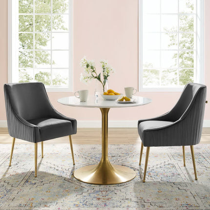 Modway EEI-4149 Discern Pleated Back Upholstered Performance Velvet Dining Chair Set of 2 Modway