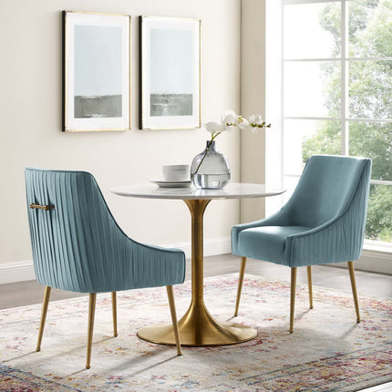 Modway EEI-4149 Discern Pleated Back Upholstered Performance Velvet Dining Chair Set of 2 Modway