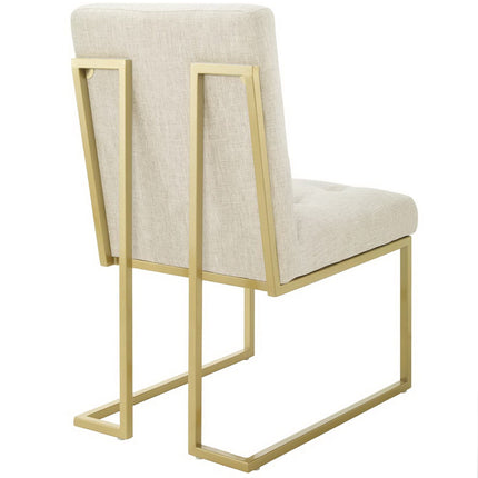 Modway EEI-4151 Privy Gold Stainless Steel Upholstered Fabric Dining Accent Chair Set of 2 Modway