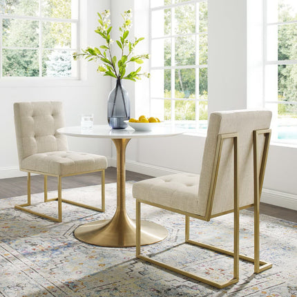 Modway EEI-4151 Privy Gold Stainless Steel Upholstered Fabric Dining Accent Chair Set of 2 Modway