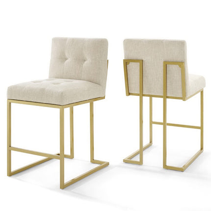 Modway EEI-4154 Privy Gold Stainless Steel Upholstered Fabric Counter Stool Set of 2 Modway