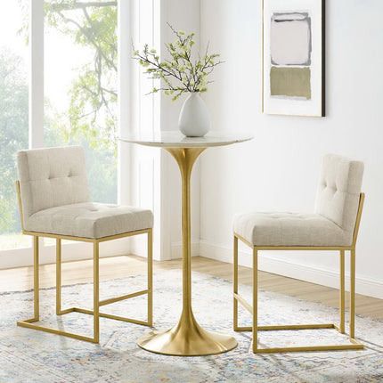 Modway EEI-4154 Privy Gold Stainless Steel Upholstered Fabric Counter Stool Set of 2 Modway