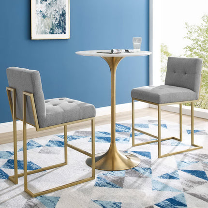 Modway EEI-4154 Privy Gold Stainless Steel Upholstered Fabric Counter Stool Set of 2 Modway
