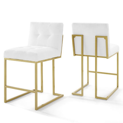 Modway EEI-4154 Privy Gold Stainless Steel Upholstered Fabric Counter Stool Set of 2 Modway