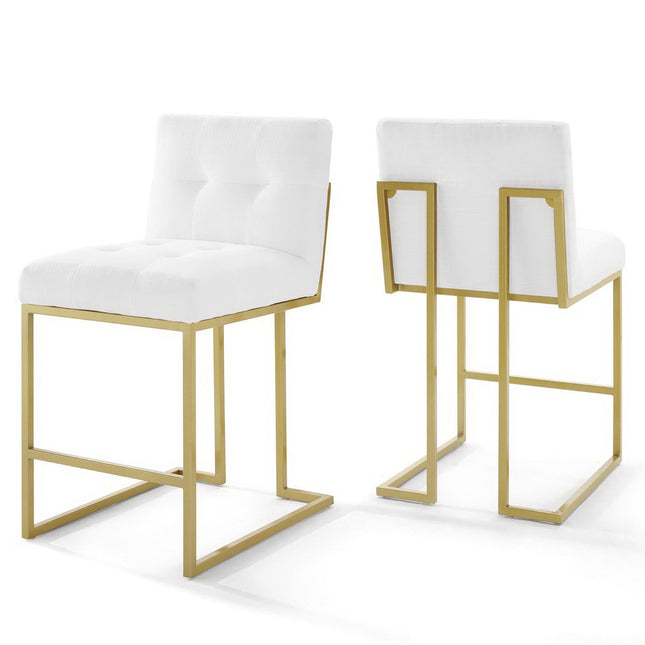 Modway EEI-4154 Privy Gold Stainless Steel Upholstered Fabric Counter Stool Set of 2 Modway