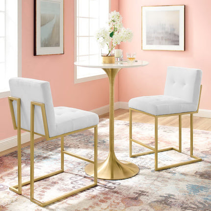 Modway EEI-4154 Privy Gold Stainless Steel Upholstered Fabric Counter Stool Set of 2 Modway