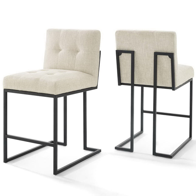 Modway EEI-4156 Privy Black Stainless Steel Upholstered Fabric Counter Stool Set of 2 Modway