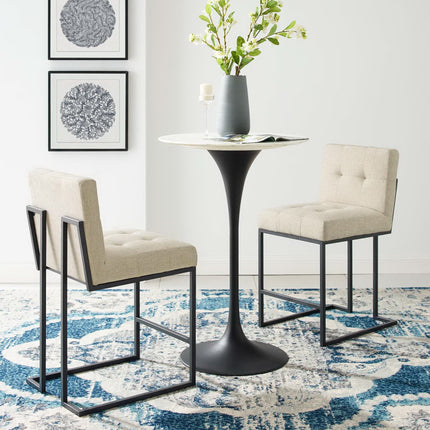 Modway EEI-4156 Privy Black Stainless Steel Upholstered Fabric Counter Stool Set of 2 Modway