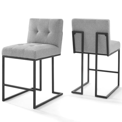 Modway EEI-4156 Privy Black Stainless Steel Upholstered Fabric Counter Stool Set of 2 Modway