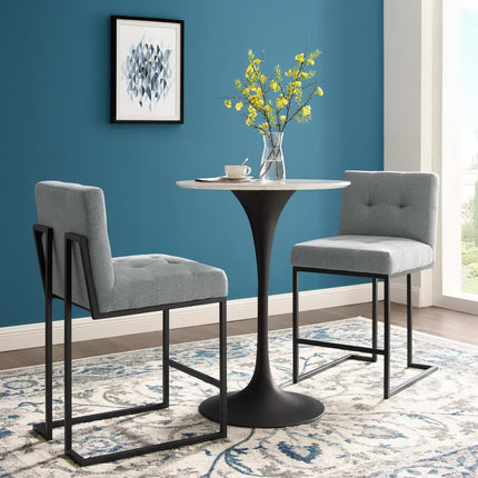 Modway EEI-4156 Privy Black Stainless Steel Upholstered Fabric Counter Stool Set of 2 Modway