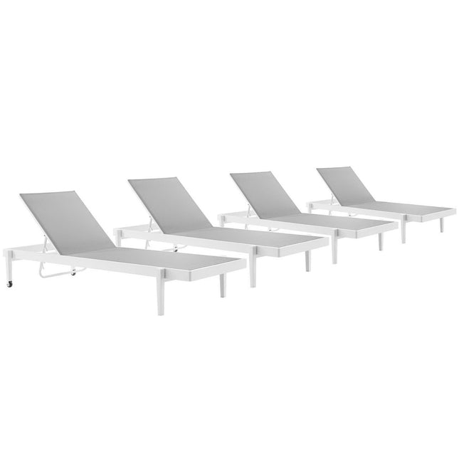 Modway EEI-4205 Charleston Outdoor Patio Aluminum Chaise Lounge Chair Set of 4 Modway
