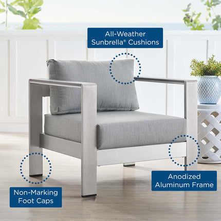 Modway EEI-4225 Shore Sunbrella® Fabric Aluminum Outdoor Patio Armchair - Plaza Home Decor